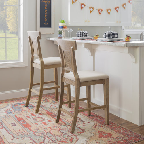 Kelly Clarkson Home Anniston Solid Wood Upholstered Bar & Counter Stool